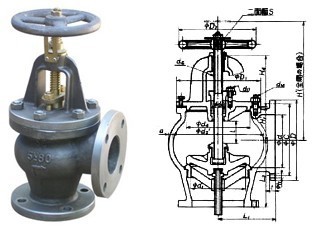 JISF 船用法蘭鑄鐵直角截止閥
