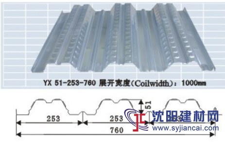 鍍鋅壓型樓承板YX51-253-760